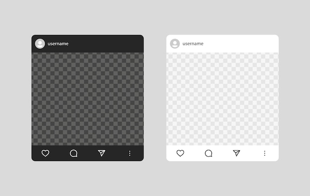 Vector instagram mockup post template for social media interface app network platform photo frame