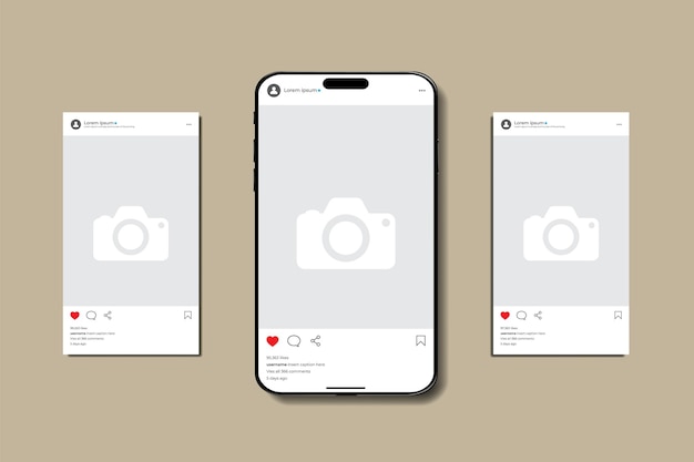 Instagram Mockup on Smartphone and Mobile Interface vector illustration user interface mockup
