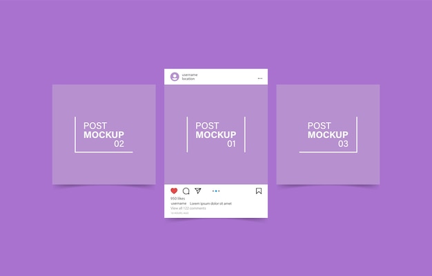 Vector instagram mockup social media post carousel template frame or instagram feed post mock up