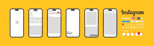 Instagram mockup social media post instagram mockup social network interface template app screen on iphone smartphone instagram photo frame new update instagram mock up