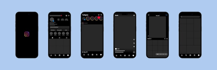 Vector instagram モックアップ ソーシャル メディア投稿 instagram モックアップ iphone スマートフォンのソーシャル ネットワーク インターフェイス テンプレート アプリ画面
