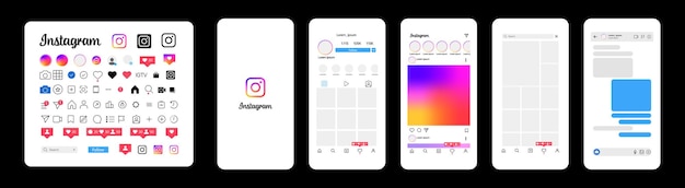 Vettore mockup di instagram modello di social media nuovo aggiornamento post di instagram mock up frame social network mockup di instagram con cellulare foto messaggio storie streaming apprezzato editoriale