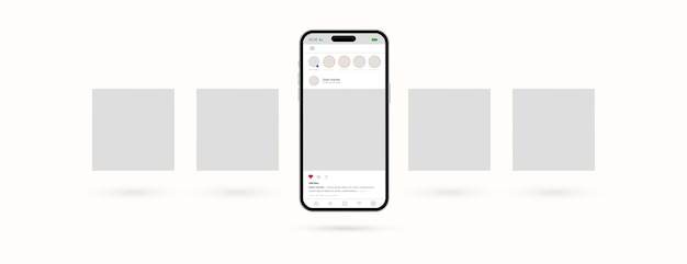 Vettore instagram mockup modello di social media sfondo bianco nuovo design con il telefono