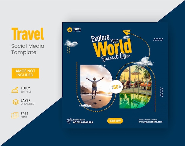 Instagram- of social media-template voor reisberichten
