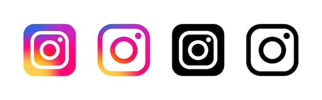 Instagram popular social media Set of icons in different styles Vector editorial illustration Rivne Ukraine April 10 2023