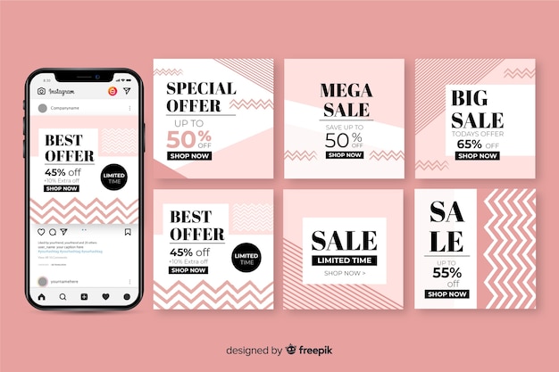 Vector instagram post collection template