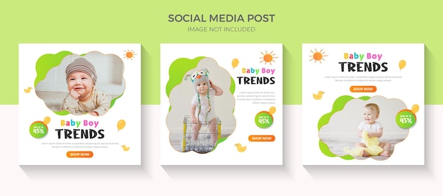 Instagram post, Facebook Baby fashion sale and kids fashion sale social media ads collection Design