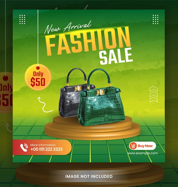 instagram post Fashion bag or ladies bag sale banner layout flyer template