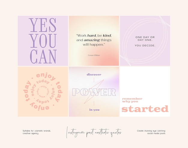 Vector instagram post gradient aesthetic quotes template collection