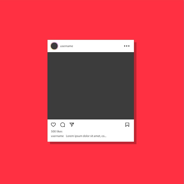 Vector instagram post mockup 3d social media frame template with notification icons like comment share save