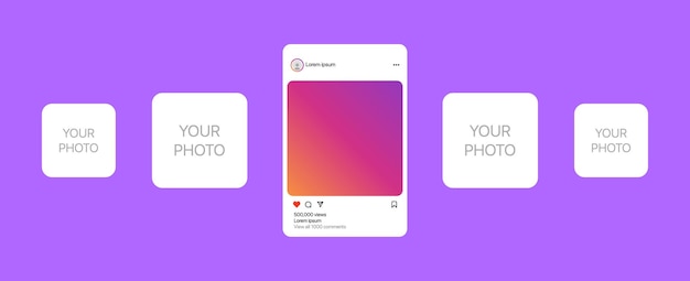 Instagram post mockups plaats voor uw foto mockup social media layout van instagram posts vector illustratie