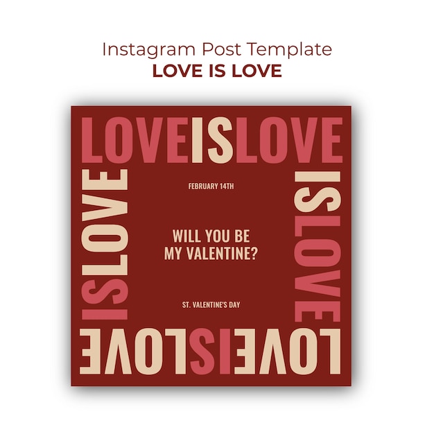 Instagram Post Sjabloon Vector Liefde is Liefde