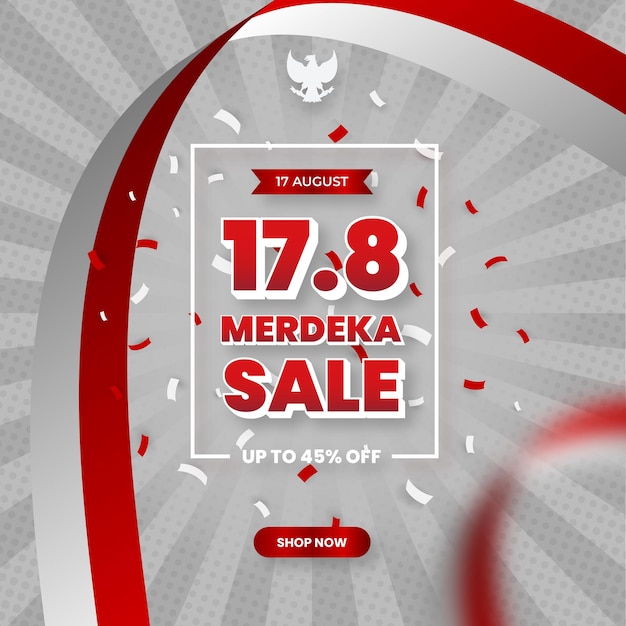 Vector instagram post square banner sale indonesian independence day celebration