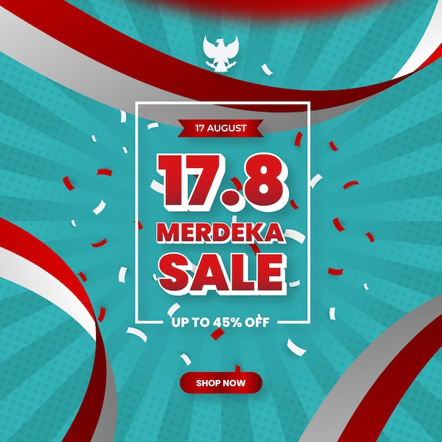 Instagram post square banner sale celebrazione del giorno dell'indipendenza indonesiana