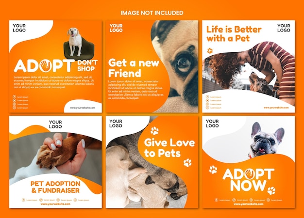 Instagram post template of adopt pet easy to edit and use