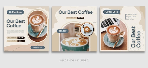 Vector instagram post template coffee with aesthetic theme