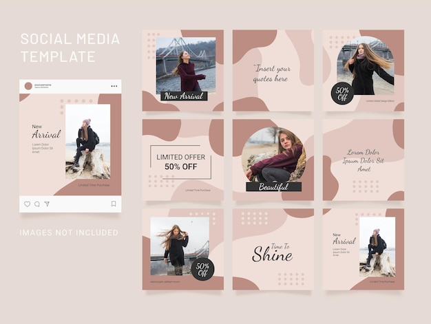 Vector instagram post template puzzle fashion