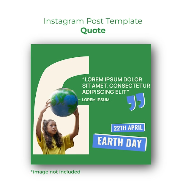 Vector instagram post template quote earth day