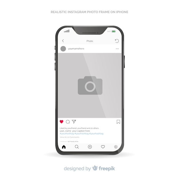 Vector instagram post template on smartphone