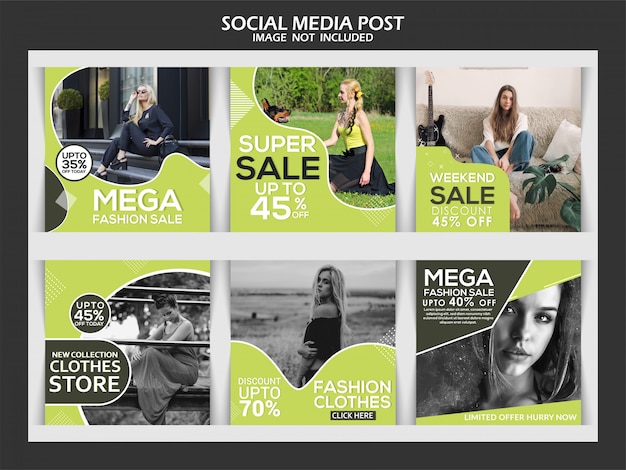 Instagram post template or square banner, fashion social media premium post