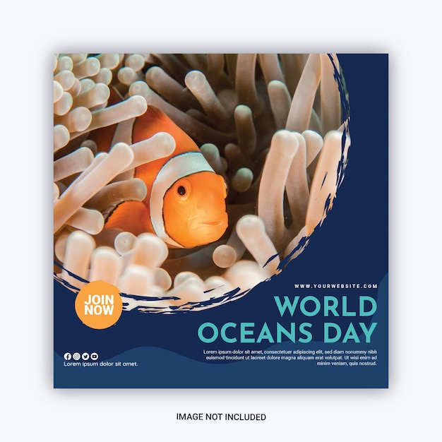 Instagram post wereld oceanen dag sjabloon