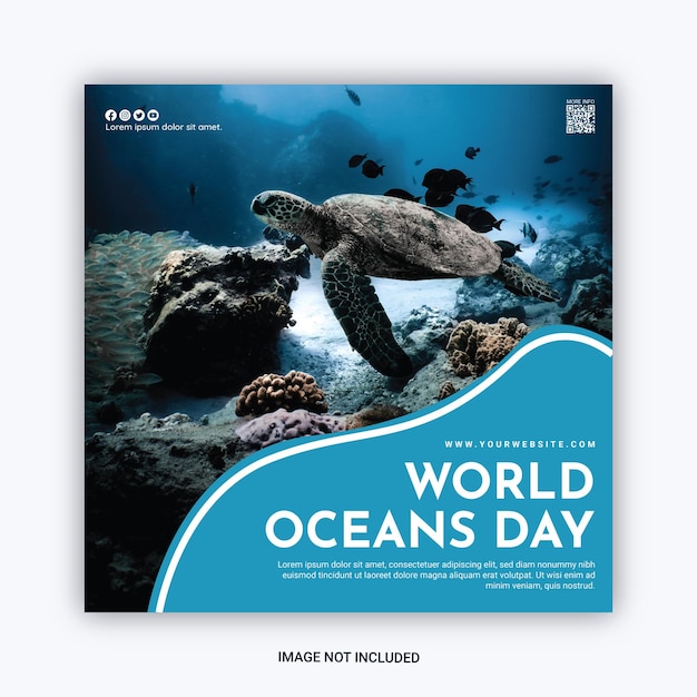 Instagram post wereld oceanen dag sjabloon