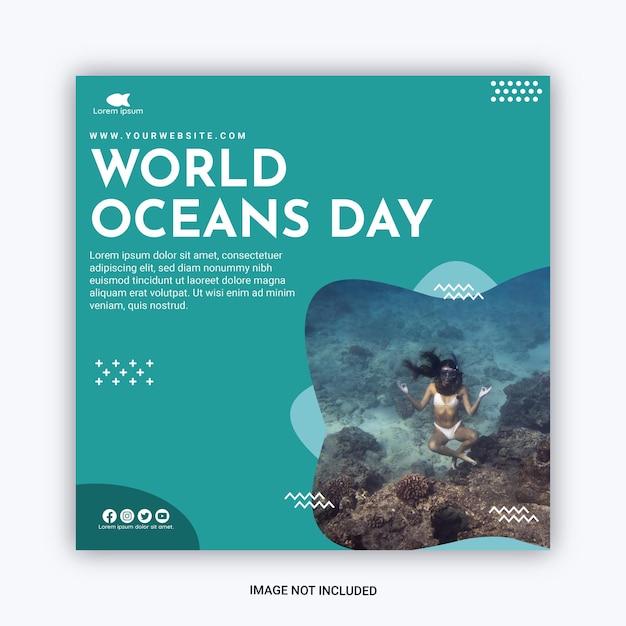 Instagram post wereld oceanen dag sjabloon