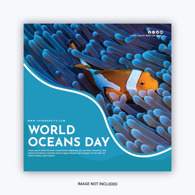 Instagram post world oceans day template