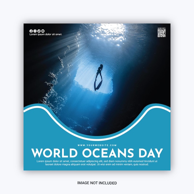 Instagram post world oceans day template