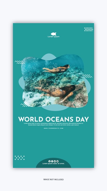 Vector instagram post world oceans day template