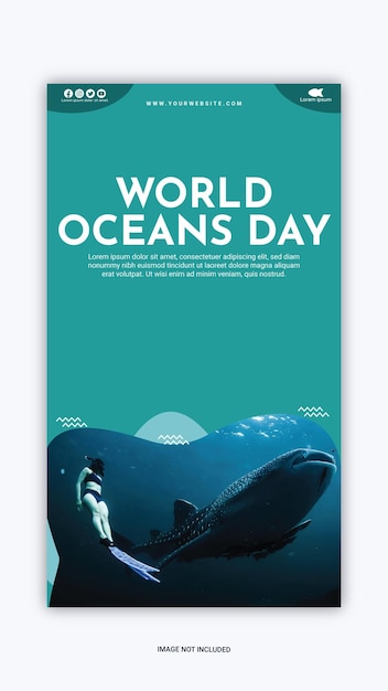 Vector instagram post world oceans day template