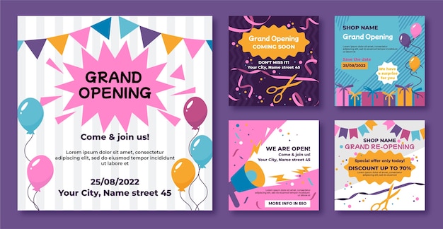 instagram posts collection for business grand opening