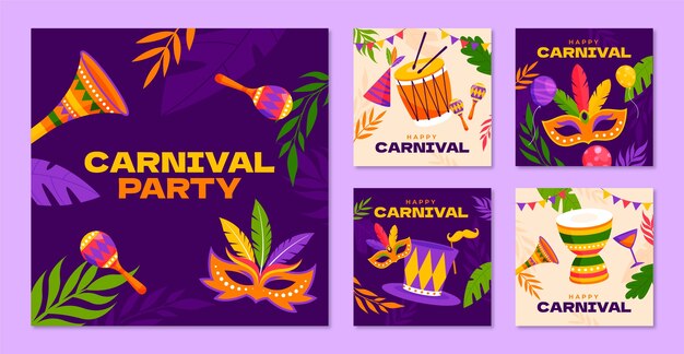 Instagram posts collection for carnival party celebration