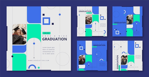 Vector instagram posts collection for class of 2023 graduation