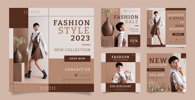 Vector instagram posts collection for fashion collection and style