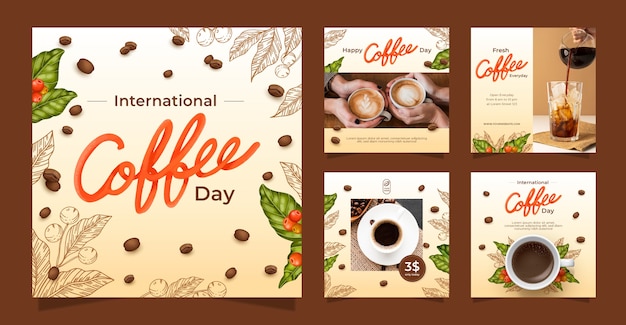 instagram posts collection for international coffee day celebration