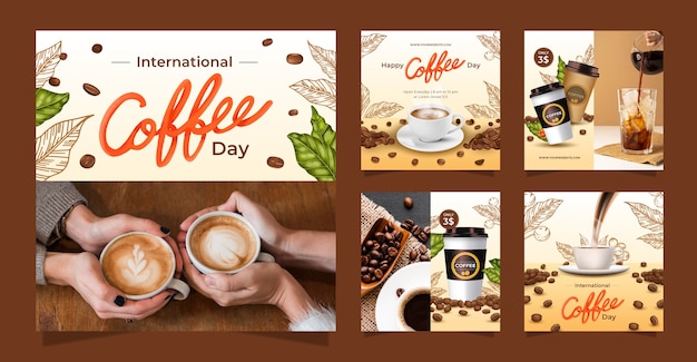 instagram posts collection for international coffee day celebration