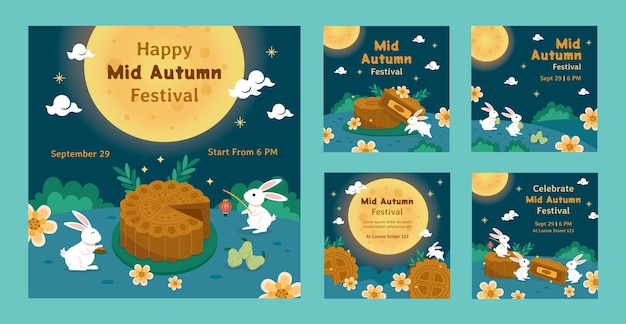 Instagram posts collection for mid-autumn festival celebration