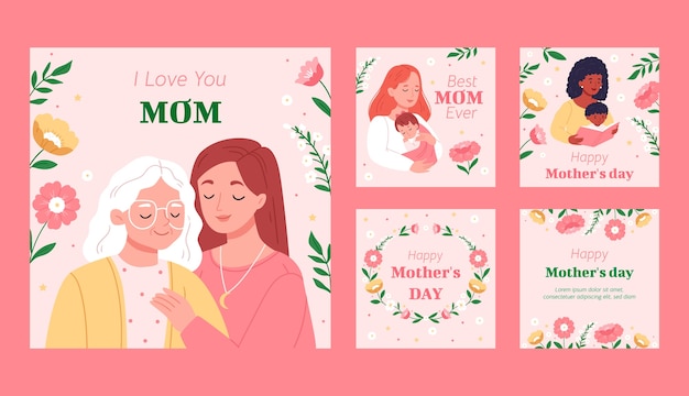 Коллекция постов в Instagram к празднованию дня матери