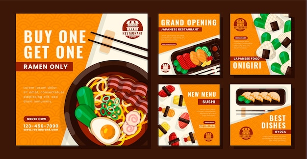 Instagram posts collection for traditional japanese restaurant