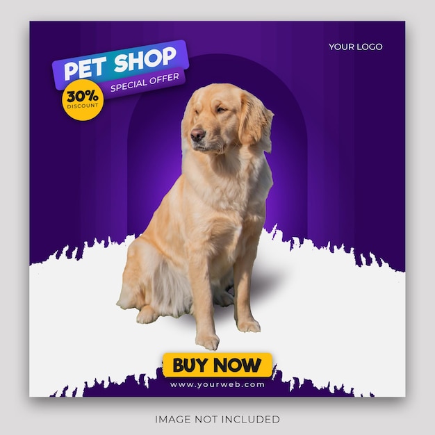 Vector instagram posts for pet adoption with dog