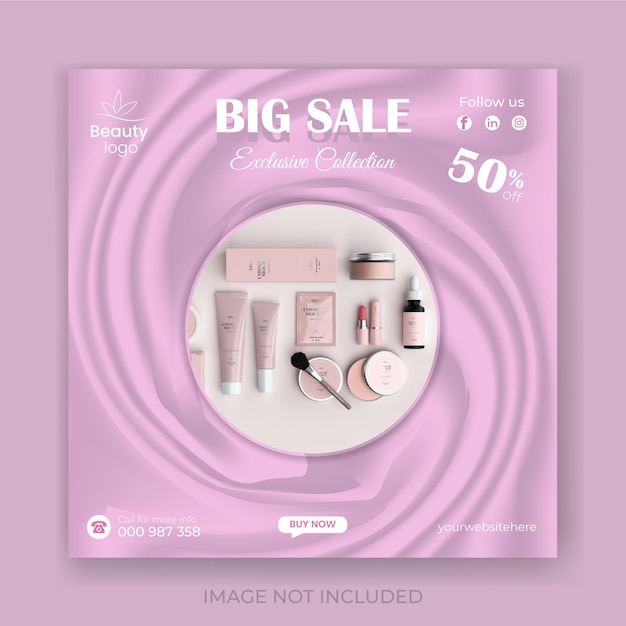 Vector instagram posts template for cosmetics sale