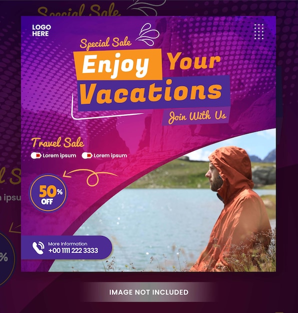 Vector instagram posts traveler for social media banner or flyer post