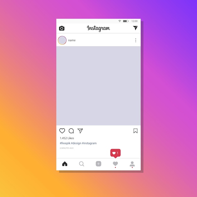 Instagram-postsjabloon met meldingen