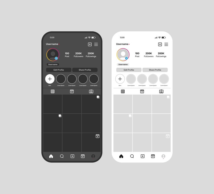Vector instagram profiel interface sjabloon