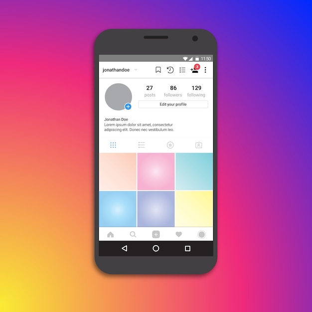 Modello di pagina del profilo di instagram