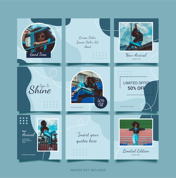 Vector instagram puzzel mode vrouwen post template social media design