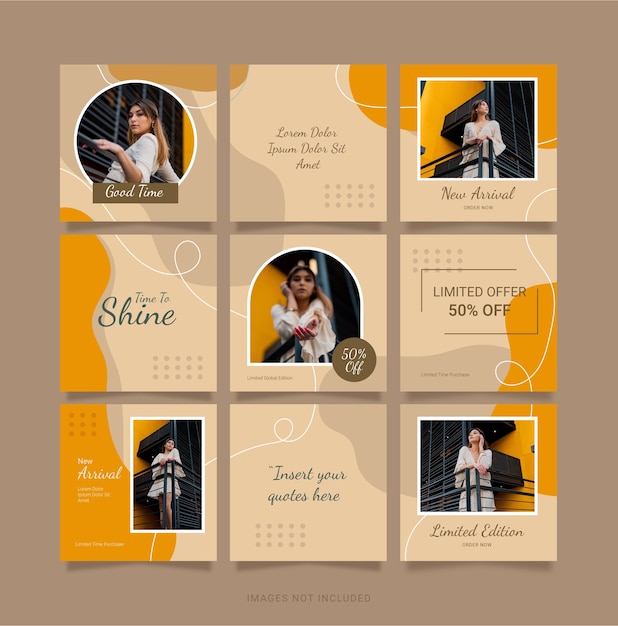 Vector instagram puzzle fashion post template social media design