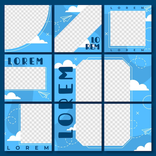 ベクトル instagramパズルフィード正方形テンプレートセット