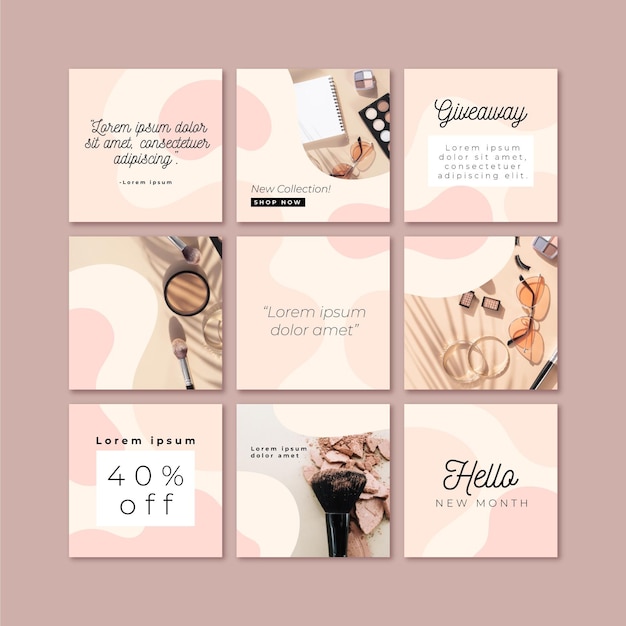 Vector instagram puzzle feed template